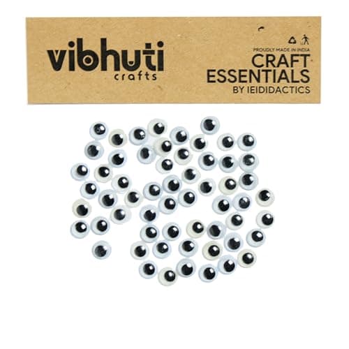 Vibhuti Crafts Big Googly Eyes for Craft (12 mm, Pack of 100) - Fun Craft Supplies for DIY Projects, Dolls, Soft Toys - Non Adhesive Big Size Wiggle Eyes for Art Decorations