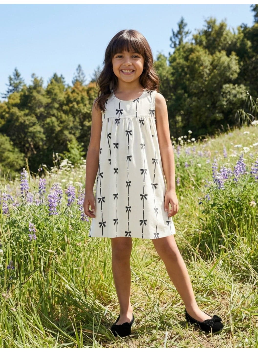 Globus Girls White Casual Dress with Abstract Print and Pockets