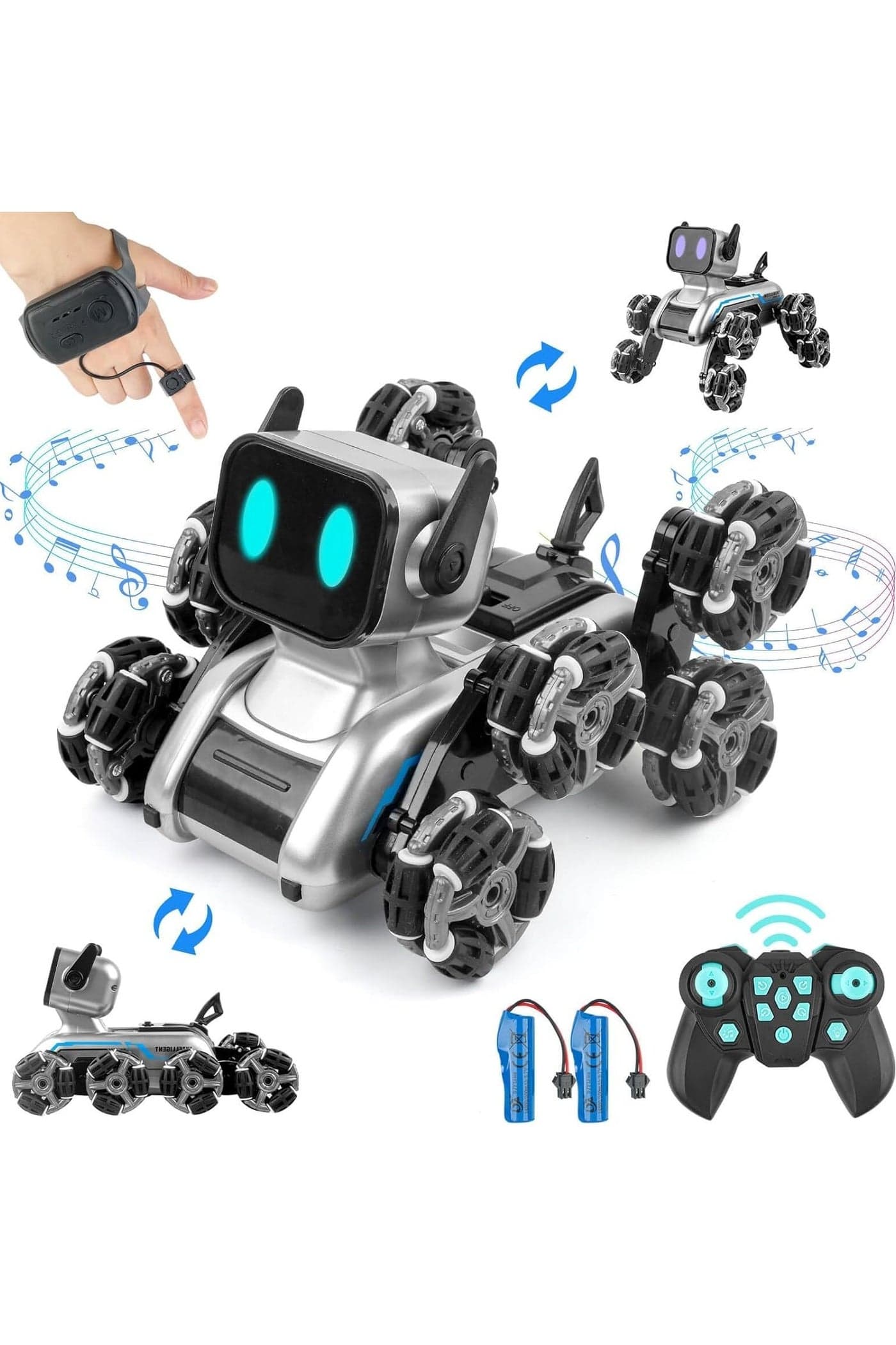 NEW REZZOSS Remote Control Robot vehicle Toy - Interactive Smart RC Puppy with Voice Commands, Dancing, Tricks & Lights for Kids Ages 4-12(D20)