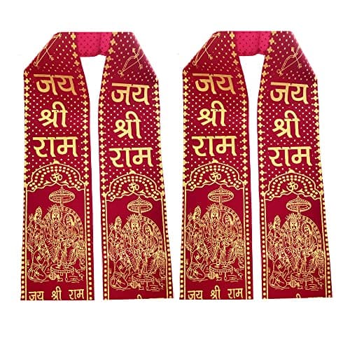 AYOSHRI® Velvet Clothing Jai Shree Ram Dupatta/Chunni/Patka For Men, Women, Boys & Girls Combo Pack Of 2