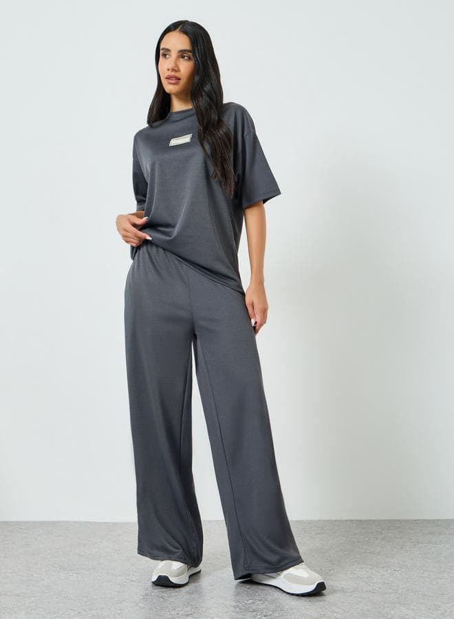 Women Grey Wide Leg Knit Joggers