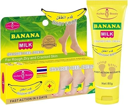 AICHUN BEAUTY Cracked Heel Cream Foot Care Banana Milk Cream Repair Relieves Rough Dry Skin Baby Foot Chilblains Hyperkeratosis 80g