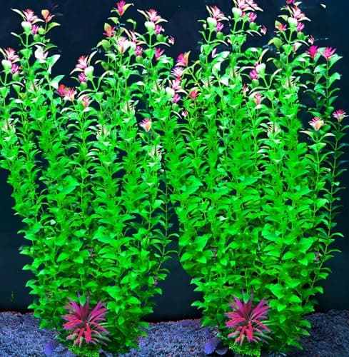BOLYEE 2 pcs Aquarium Decor Plants 21 Inches Extra Large Artificial Plastic Fish Tank Plants Tall Fish Tank Decorations