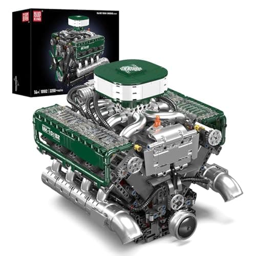 Mould King 10182 V8 Engine Building Blocks Sets MOC V8 Tank Engine Model Kit with Battery and Motor Collectable 8Cylinder Combustion Car Engine Model Toys for Adults 2250PCS