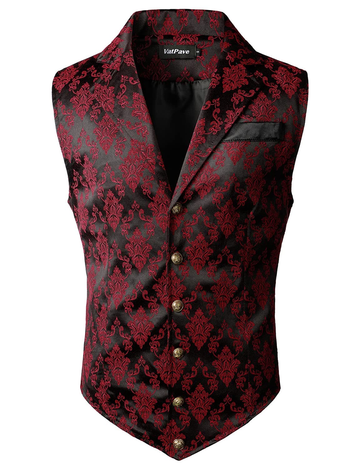 VATPAVE Mens Victorian Suit Vest Steampunk Gothic Waistcoat Small SU14 Black Red