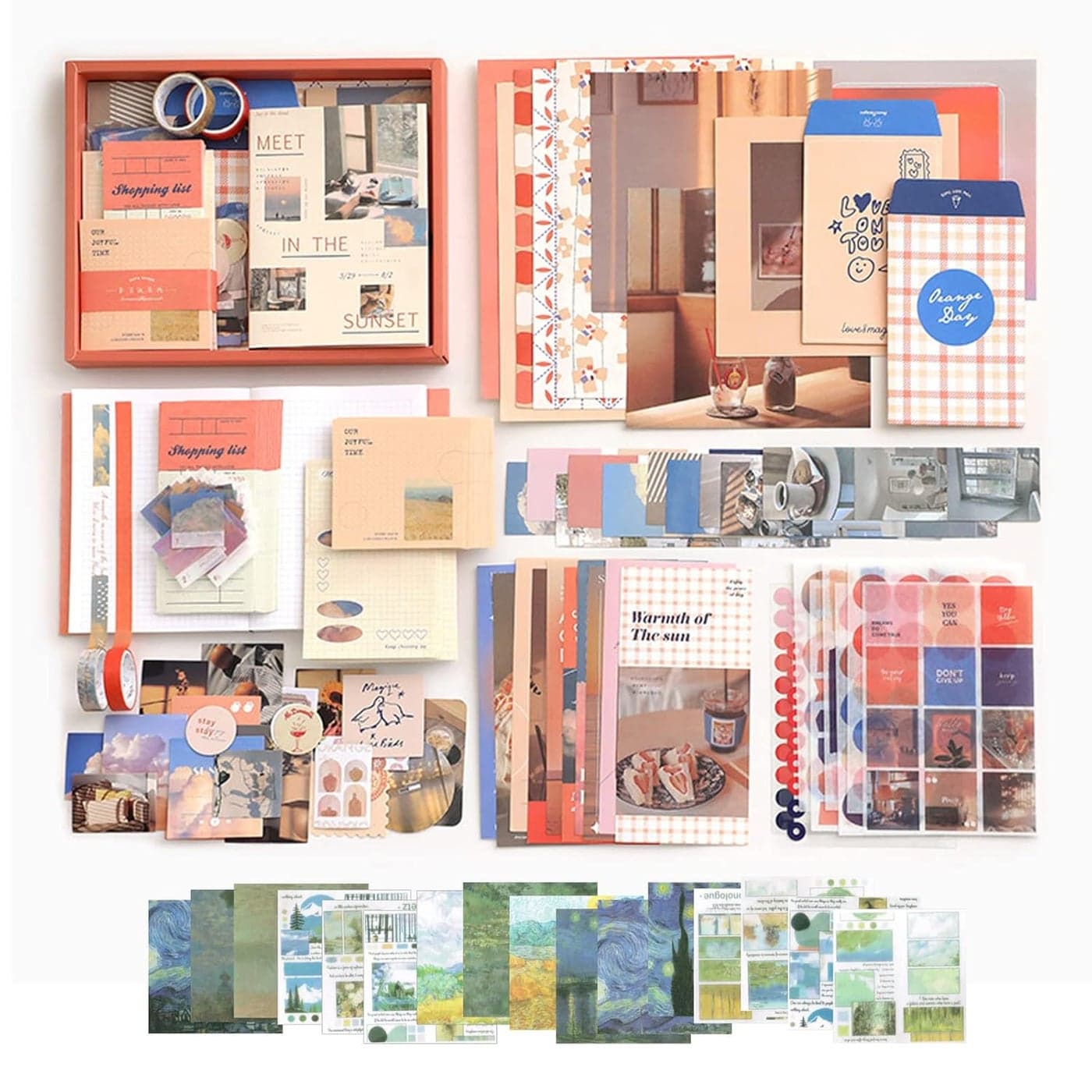 Sparktime Vintage Aesthetic Scrapbook Kit 362pcs Rectangular Paper Scrapbooking Kit for Journaling Crafting