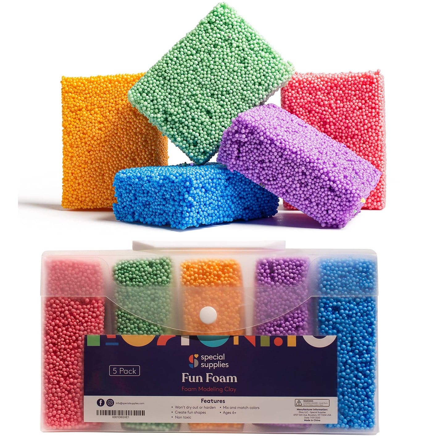 Special Supplies Fun Foam Modeling Foam Beads Play Kit Childrens Educational Clay for Arts Crafts Kindergarten Preschool Kids Toys Develop Creativity Motor Skills 5Pack
