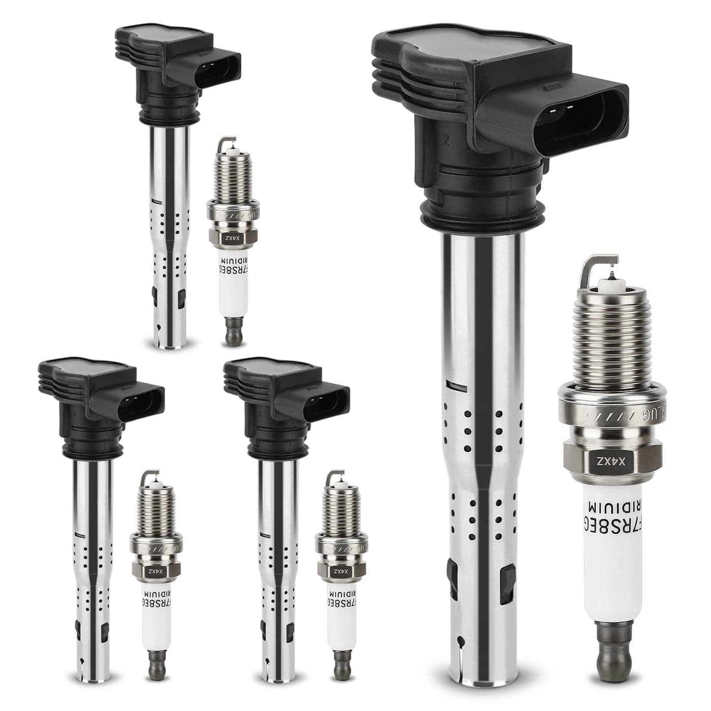 UF575 Ignition Coil 1675 Double Iridium Spark Plug for Audi A3 A4 A5 A6 Q5 R8 TT RS4 RS5Volkswagen Jetta Passat Tiguan Beetle CC Golf GTI Replaces C1627 07K905715F E1075