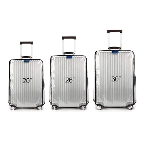 Handcuffs Combo Cover for Hard Luggage Trolley Bags Transparent Protective Covers PVC Fabric Waterproof (Transy + Black) (Size - 20"|26"|30")