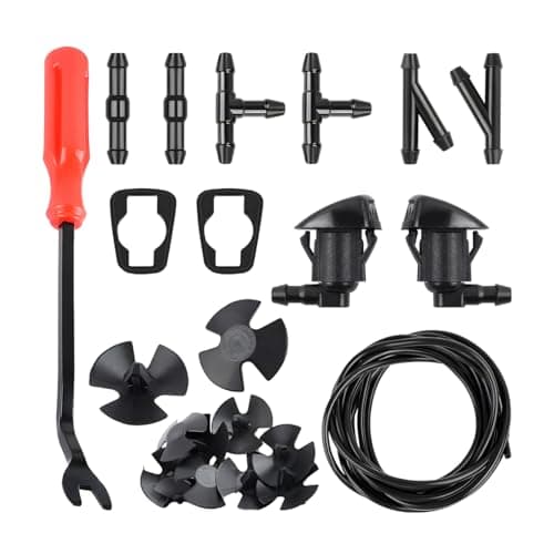 Mandark Car Windshield Washer Nozzle Hose Kit 2Pcs Washer Nozzles Gaskets 12Pcs Hose Connectors 10Pcs Hood Retainers Fluid Hose and Fastener Remover Compatiable with Grand Cherokee