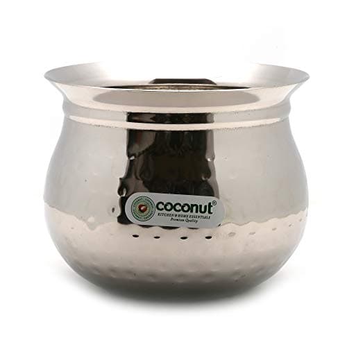 Coconut Stainless Steel - Cookware/Oreo Hammered Handi -1 Unit - Capacity - 1400 ML