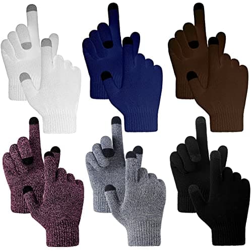 Newcotte 6 Pairs Women's Winter Touchscreen Gloves Warm Fleece Lined Knit Gloves Cold Weather Mittens for Men Women(Assorted Colors)