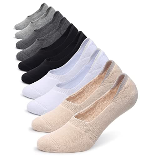 Pareberry Women's Thick Cushion Cotton Athletics Casual Low Cut Flat Non-Slip Boat Liner No Show Socks-5/10 Pack (Shoe Size: 5-8.5, Z01-Multicoloured-10 Pack)Medium