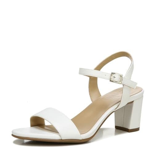 Naturalizer Womens Bristol Heeled Sandal White Smooth 7.5 W