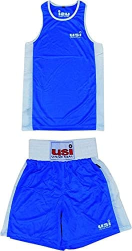 USI Men's Boxing Uniform Short & Vest Set Light Weight Sports Dress (Blue, 36)
