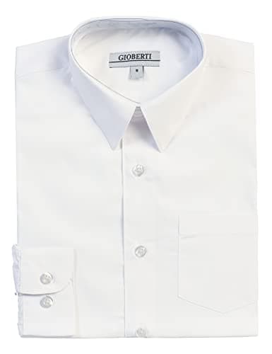 Gioberti Big Boys' Long Sleeve Dress Shirt, White, 14