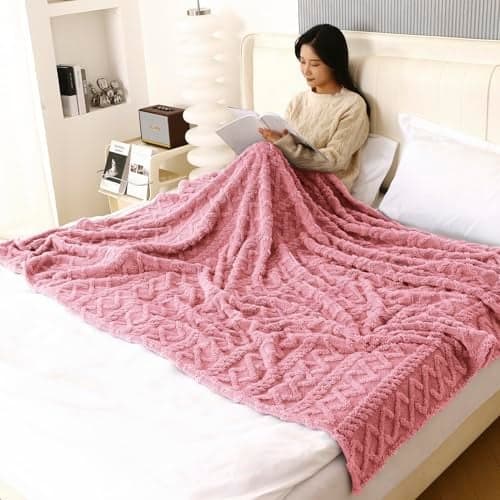 HOKIPO Fleece AC Blanket Double Bed Queen, 200X230 Cm / 6.5X7.5 Feet, Baby Pink (AR-5743-PNK)