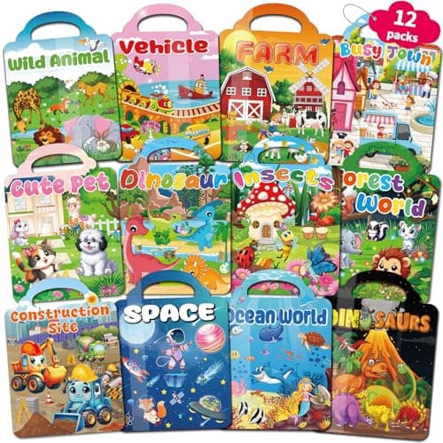 Kalysky 12 Set Reusable Sticker Books for Toddlers 24 13 Kids 3D Puffy Sticker Activity Books Birthday Party Favors Goodie Bags Stuffer
