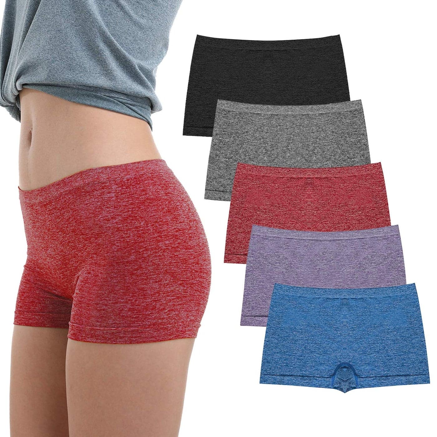 LALESTE Womens Boyshort Underwear Full Coverage Seamless Panties Soft Stretch Boxer Briefs 5 Packs