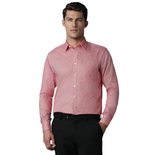 Louis Philippe Men Cotton Slim Fit Shirt (LPSFMSLPR94810_Red, 40