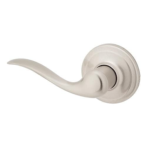Kwikset Tustin Dummy Door Handle, Single Sided Lever for Closets, French Double Doors, and Pantry, Satin Nickel Non-Turning Left Handed Interior Push/Pull Lever, with Microban Protection