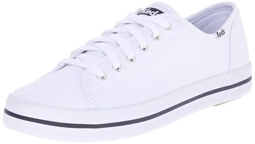 Keds Kickstart Lace Up, Sneaker Womens, White Canvas, 11 Medium