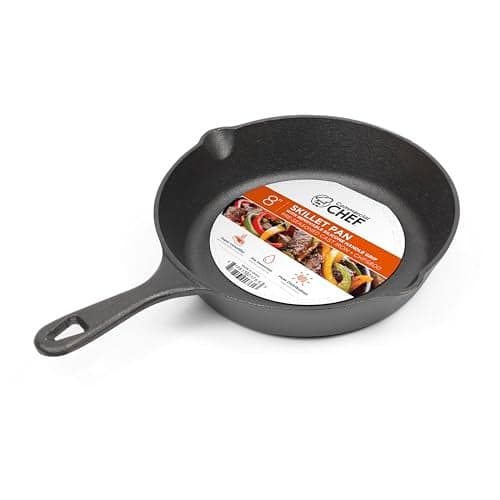 Commercial CHEF Pre-Seasoned Cast Iron Skillet with Removable Silicone Handle, 8-Inch Cast Iron Panst Iron Pan