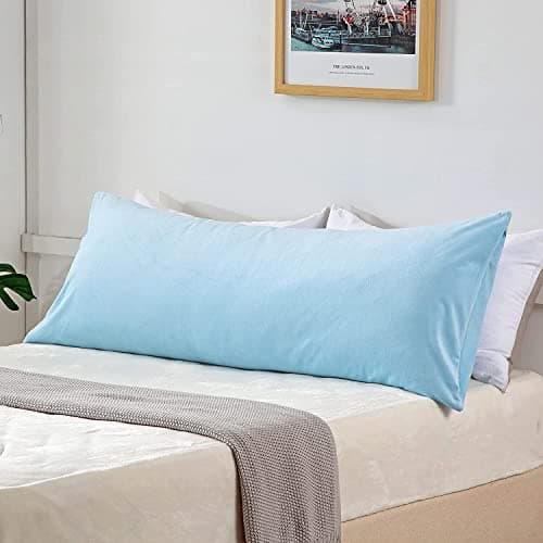CottonFry Solid 250 TC Ultra Soft Velvet Body Pillow Cover/Case Pillowcase with Hidden Zipper, Zippered Body Pillow Case (Sky Blue, 20x54), 53 x 137 cm, 1 piece