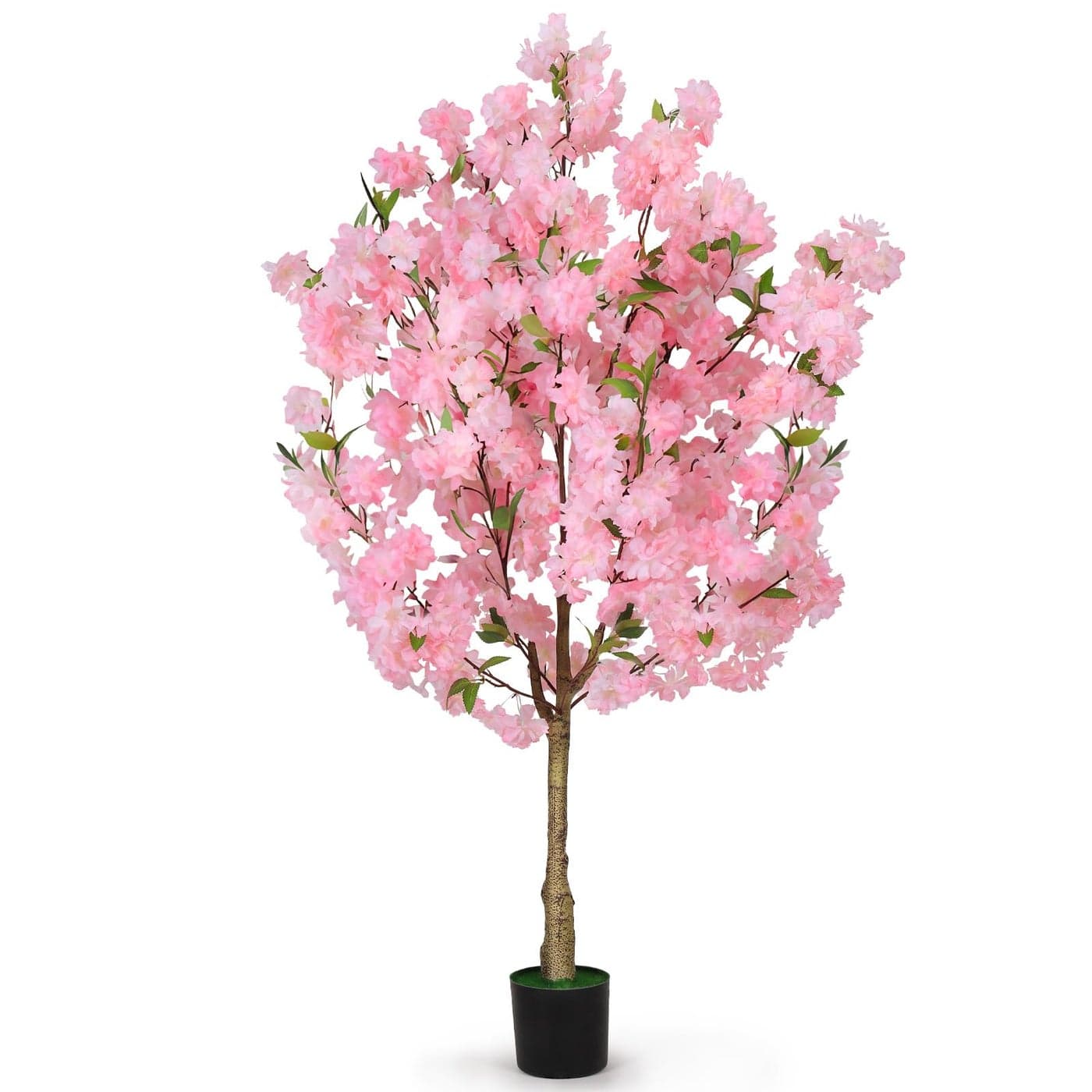 OUSHENG Artificial Cherry Blossom Tree Fake Plants Indoor Decor Faux Pink Sakura Flowers for Living Room Home House Entryway Bedroom Office Inside Decorations 4FT