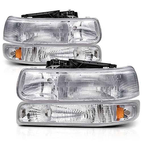 M-AUTO Headlights Assembly Factory Style Compatible with 1999-2002 Chevy Silverado 1500HD 2500HD 3500HD, 2000-2006 Suburban 1500 2500 Tahoe 2/4-Door
