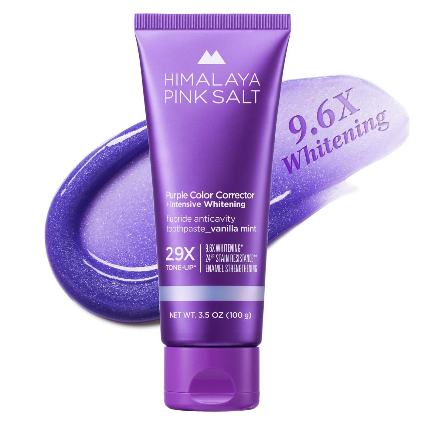 HIMALAYA PINKSALT Purple Whitening Toothpaste Teeth Whitening Deep Stain Remover with Fluoride Plaque Remover Appropriate for Sensitive Teeth Peroxide Free Vanilla Mint 35 oz