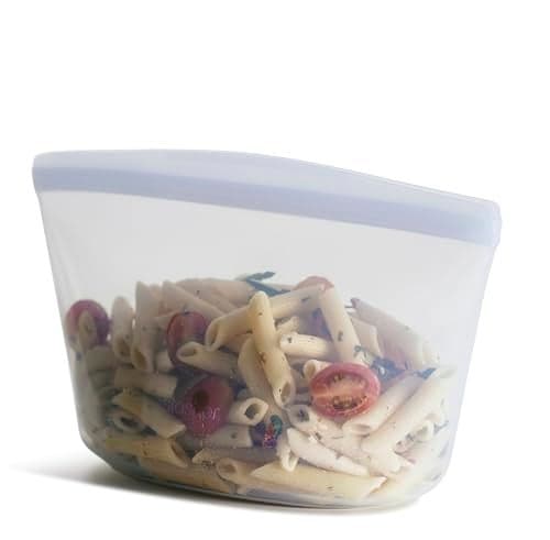 Stasher Premium Silicone Reusable Food Storage Bowl Clear Microwave Sous Vide Dishwasher Oven and Freezer Safe BPA Free Leakfree Ecofriendly 6Cup Bowl