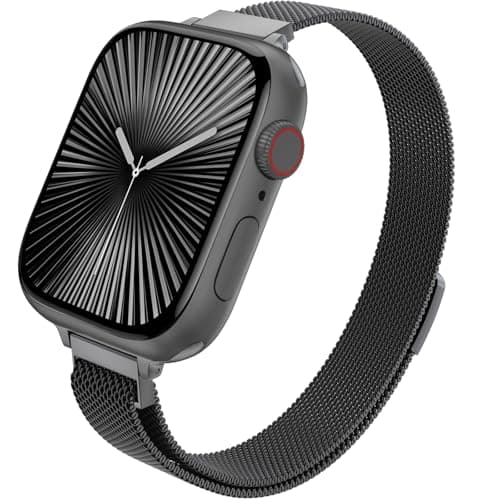 MARGE PLUS Slim Milanese Loop Compatible with Apple Watch Band for women 41mm 40mm 38mm 42mm 46mm 45mm 49mm 44mm, Stainless Steel Magnetic Mesh Strap work on iWatch Bands Series 11 10 9 8 7 6 5 4 3 & SE 3 2 1