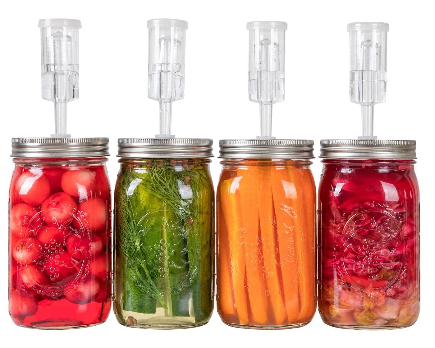 Jillmo Fermentation Lids for Wide Mouth Mason Jars Stainless Steel Fermentation Kit with Airlock and Silicone Grommets No Jars