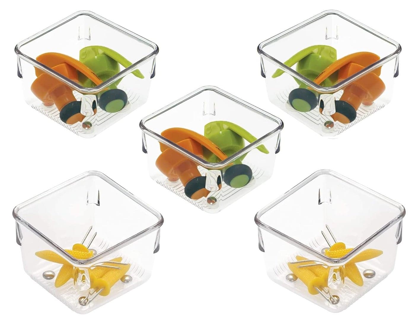 BAREPEPE 3x3x2 Inch Unbreakable Plastic 5Piece Drawer Organizer Trays Clear