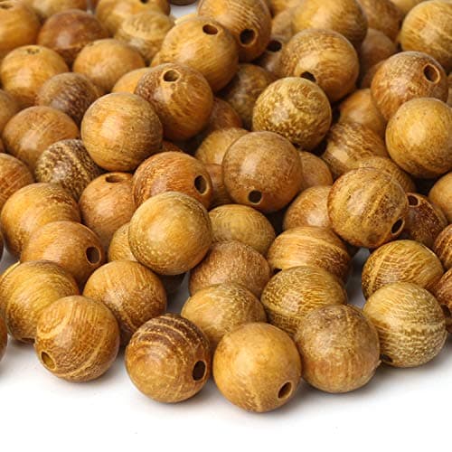 Prometis 200pcs 8mm Natural Sandalwood Round Beads Gorgeous Craft Handmade Polished Spacer Mala Pray Beads with Elastic Cord for Bracelets DIY Rosary Tasbih Jewelry Making