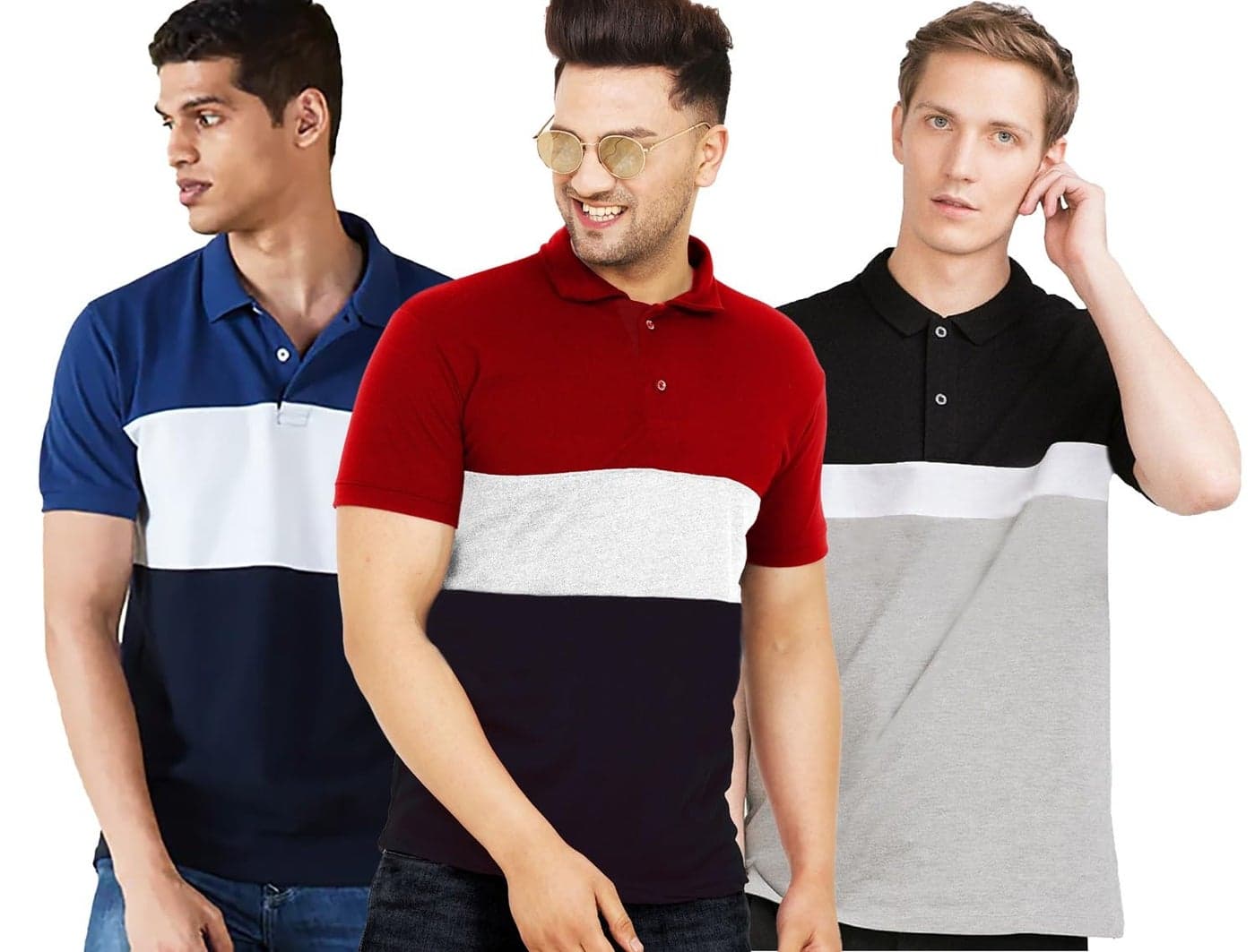 LEOTUDE Men's Regular Fit Matty Polo T-Shirt (PO3_P301_P71MRN_P63_MSTD_P_Maroon_Blue_2XL)