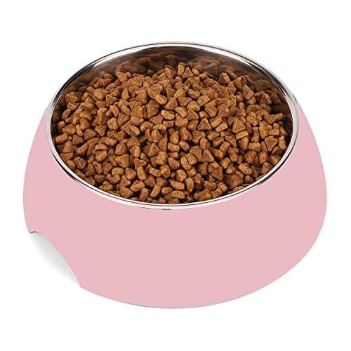 Emily Pets Stainless Steel Removable Anti Slip Food and Water Dog and Cat Bowl for Small Medium Dogs Dishes (Color:Pink)