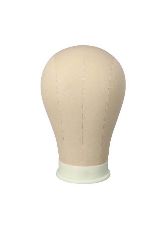 Canvas Block Mannequin Wig Display Styling Head with Mount Hole (Light Brown, 21")