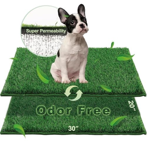 HQ4US 4LEGS Artificial Grass, Dog Pee Grass Pads for Dogs Potty, 2PCS Odor Free Fake Grass for Dogs Medium 30’’×20’’ with Countless Drainage Holes, Dog Potty Grass Hemmed Edge Realistic