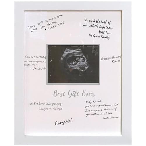 HAMUIERS Sonogram Signature Frame Guest Book, Ultrasound Picture Keepsake Frame, Baby Shower Guest Book Alternatives, Gift for Expecting Moms, White