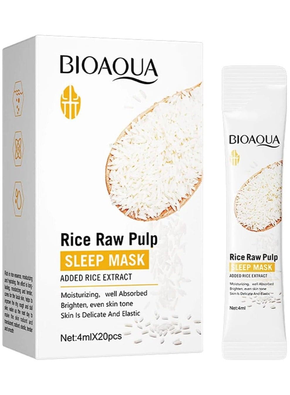 Bioaqua 20 pcs Rice Raw Pulp, Rice Extract Shampoo 4Ml Sachet For Girls and For Women