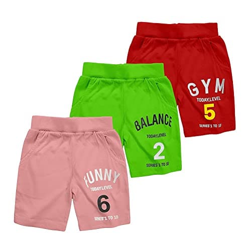 KYDA KIDS®Boys Premium 100% Cotton Summer Shorts | Regular Fit Soft Breathable Casual Kids Shorts with Side Pocket Multicolor Set Combo-(Pack of 3)