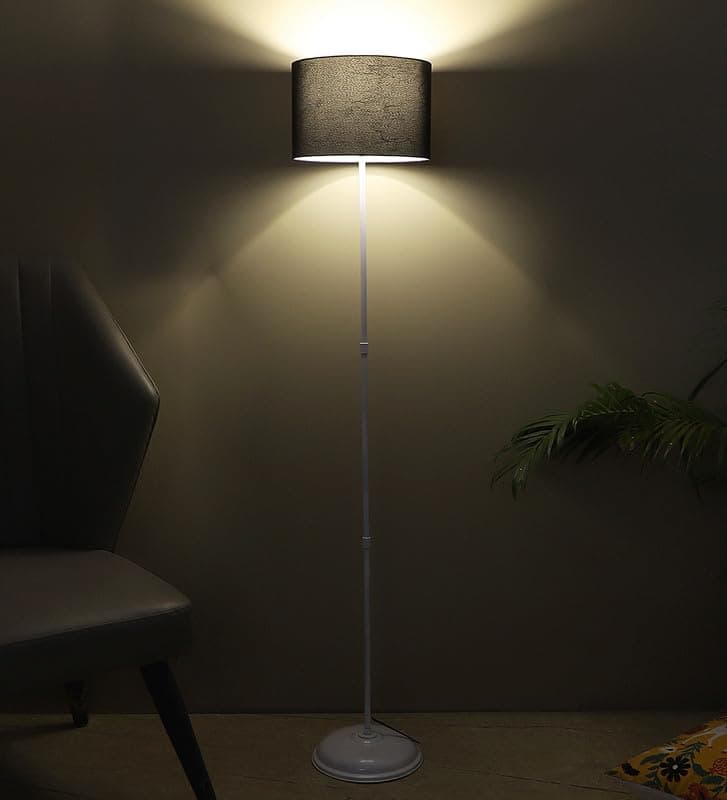 tu casa Metal Floor Lamp (Foldable) - Standing Lamp for Living Room & Bedroom, Elegant Home Decor Item, (Black Shade)