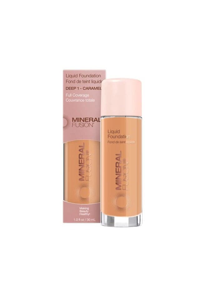Full Coverage Foundation, Liquid Foundation - Deep 1- Tan to Deep Complexion w/Golden Undertones, Lightweight Matte Finish, Up to 12 Hr Hydration, Hypoallergenic & Vegan, 1 fl. oz