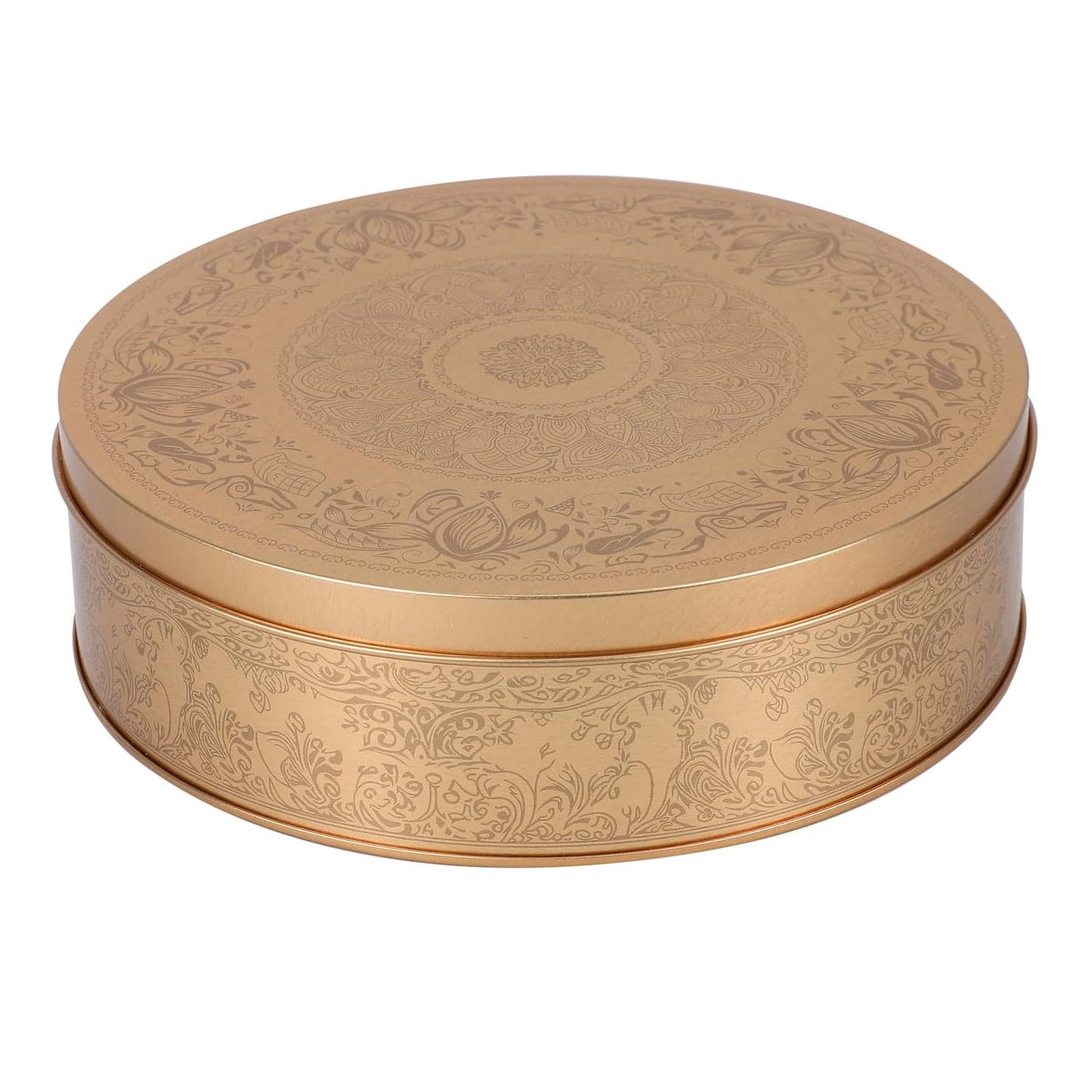 Amosfun Cookie Tin with Lid 66 Inch Round Tinplate Treat Boxes Decorative Cake Pan Candy Snack Chocolate Patisseries Storage Container