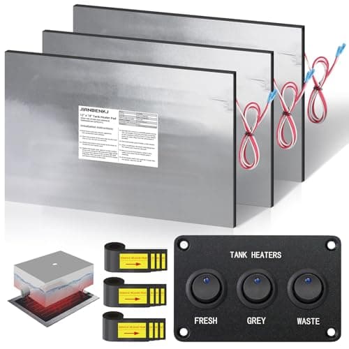 RV Tank Heater Pad 12V/13.5V,12"x18" 3PCS RV Holding Tank Heater Pad with Automatic Thermostat&Switch for Camper/Trailer/Marine/Motorhome,Use with Up to 50 Gallon Fresh Grey Black Water