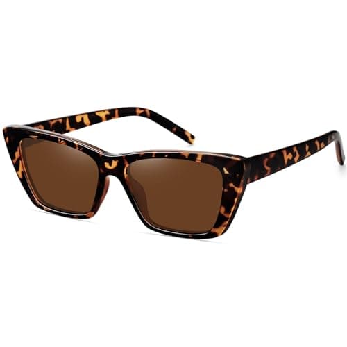 WOWSUN Narrow Small Vintage Polarized Cat Eye Sunglasses for Women