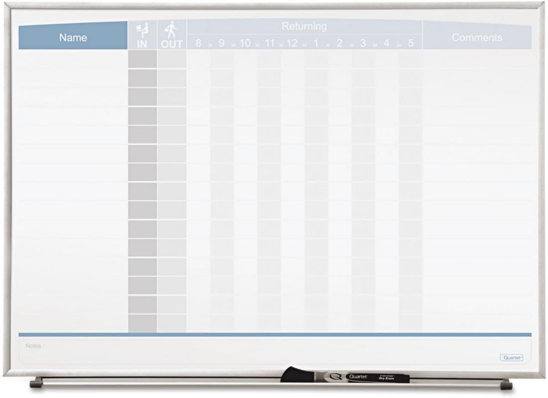Quartet Matrix In/Out Board, 23 x 16 Inches, Magnetic, Track Up To 15 Employees (33704)
