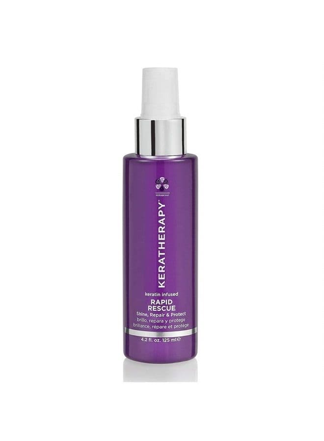 Keratin Infused Rapid Rescue Shining Shine Spray for Thermal Hair Protection, 4.2 fl. oz., 125 ml - Hair Breakage Repair Spray with Coffee Extract, Sunflower, Macadamia Oil, & Pearl Powder